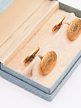 antique gold filled cufflinks in original box